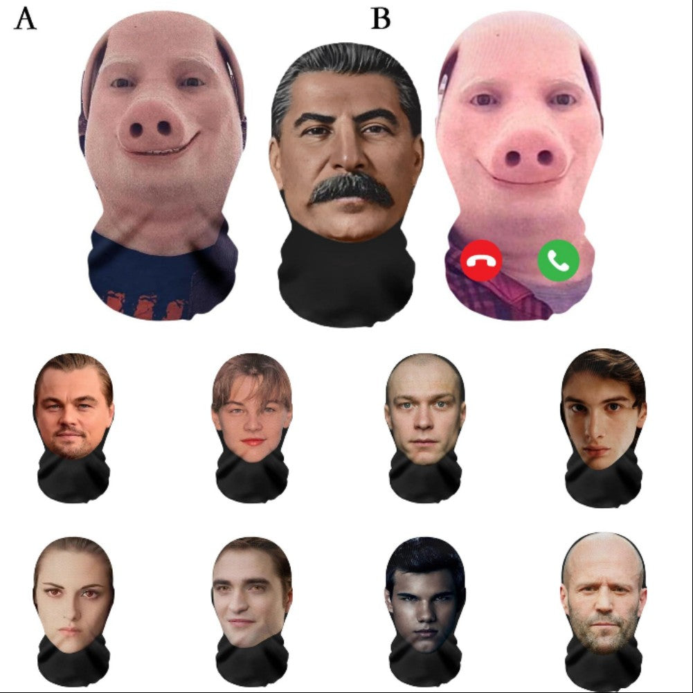 John Pork Smiling Interesting 3D Printed Seamless Mask Head Cover Party Cosplay Props UV Protection Shield Ronaldo PatternCospla