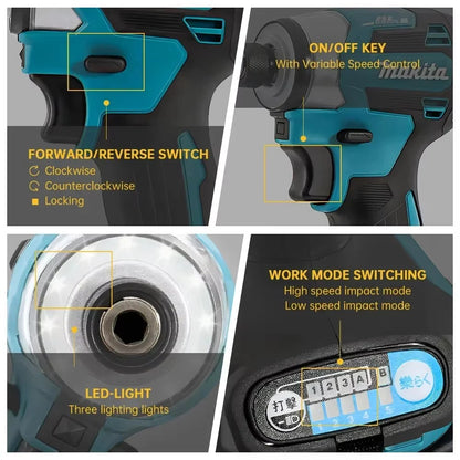 2025 Makita DTD173 bule 18v Brushless Lithium-ion Impact Driver Power Tool Ferramenta Multifuncional, Broca, Ferramenta Elétrica