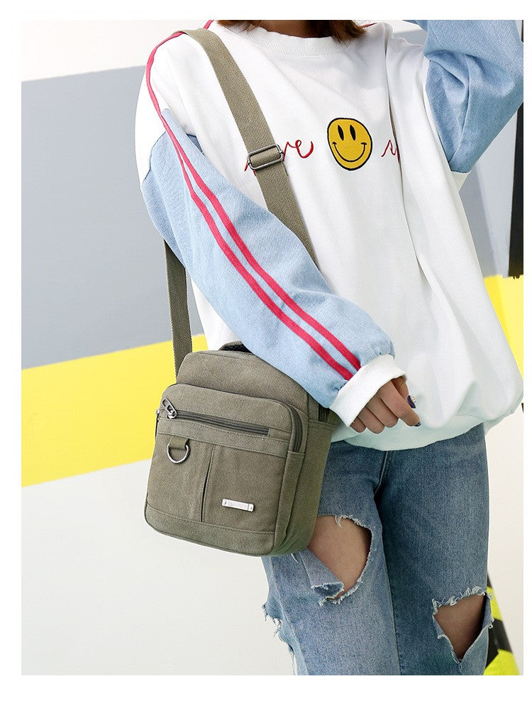Canvas Shoulder Bag Men's New Korean Style Canvas Messenger Bag Outdoor Leisure Travel Portable Shoulder Bag Purse Handbag