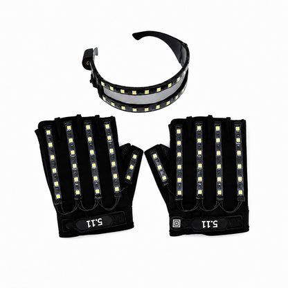 LED Glowing Gloves with Fluorescent Show, Creative Personality, Halloween, Christmas, Stage, DJ Singer, Performing, Personality