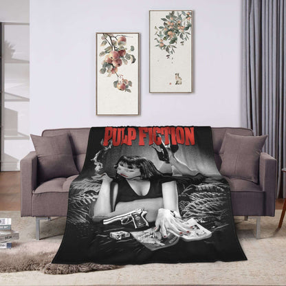 Pulp Fiction Filme Clássico Manta de Flanela Inverno Quente Macia para Estudantes Quarto Aconchegante Colcha de Sofá-Cama