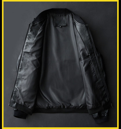 Men's Leather Jacket Bomber Motorcycle Jacket Men Fashion Causal Solid Moto Biker PU Baseball Leather Outerwear Plus Size 7Xl