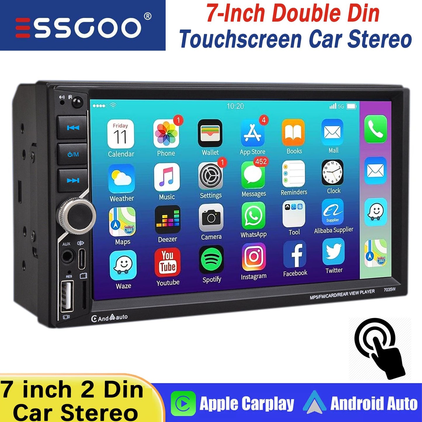 7 Inch HD Touch Screen Car Radio 2 Din High Quality Video Player Wince Wireless CarPlay Android Auto Bluetooth Rear Camera