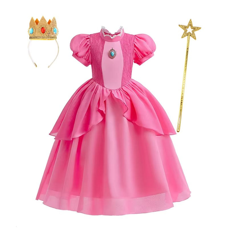 Kids Rosalina Peach Princess Dress Girls Halloween Disguise Cosplay 2026 New Movie Costume Birthday Vestido Halloween Carnival