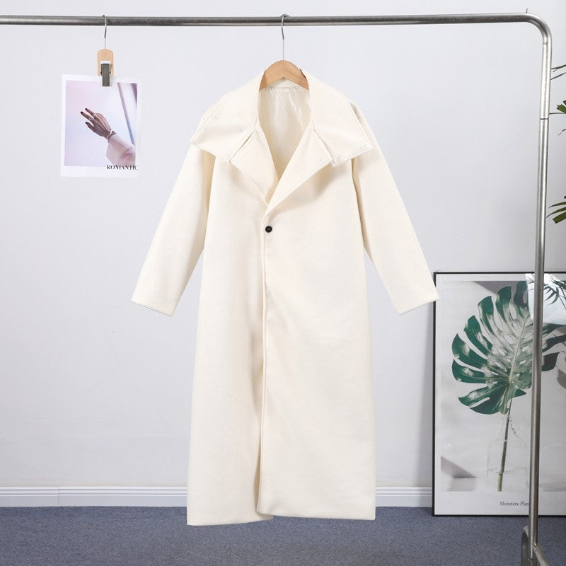 Elegant Women's Overcoat Stand Collar Single Breasted Full Sleeve Solid Female Long Coats 2025 Autumn Fashion Chic Lady Outwear