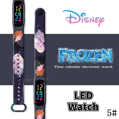 Disney Frozen Digital Kids' Watches Anime Figures LED Luminous Watch Touch Waterproof Electronic Sports Watch Kids Birthday Gift