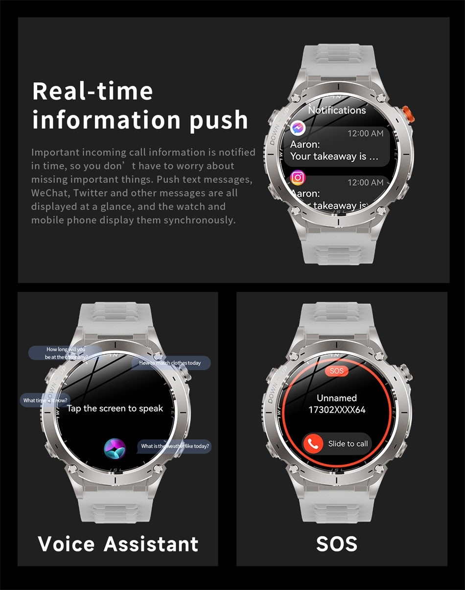 2025 NEW Dual-band GPS Outdoor Swim Sport Smart Watch Men Compass 730mAh Large Battery 10ATM Professional Waterproof Smart Watch