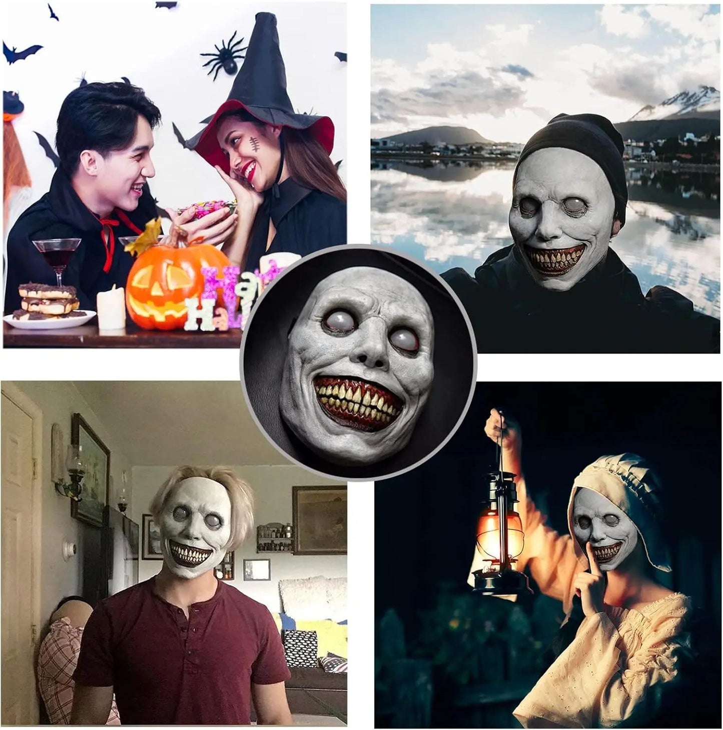 1-10PCS Halloween Smile Demon Mask for Exorcist Cosplay Party Ghost Costume and Haunted House Decoration Party Prop