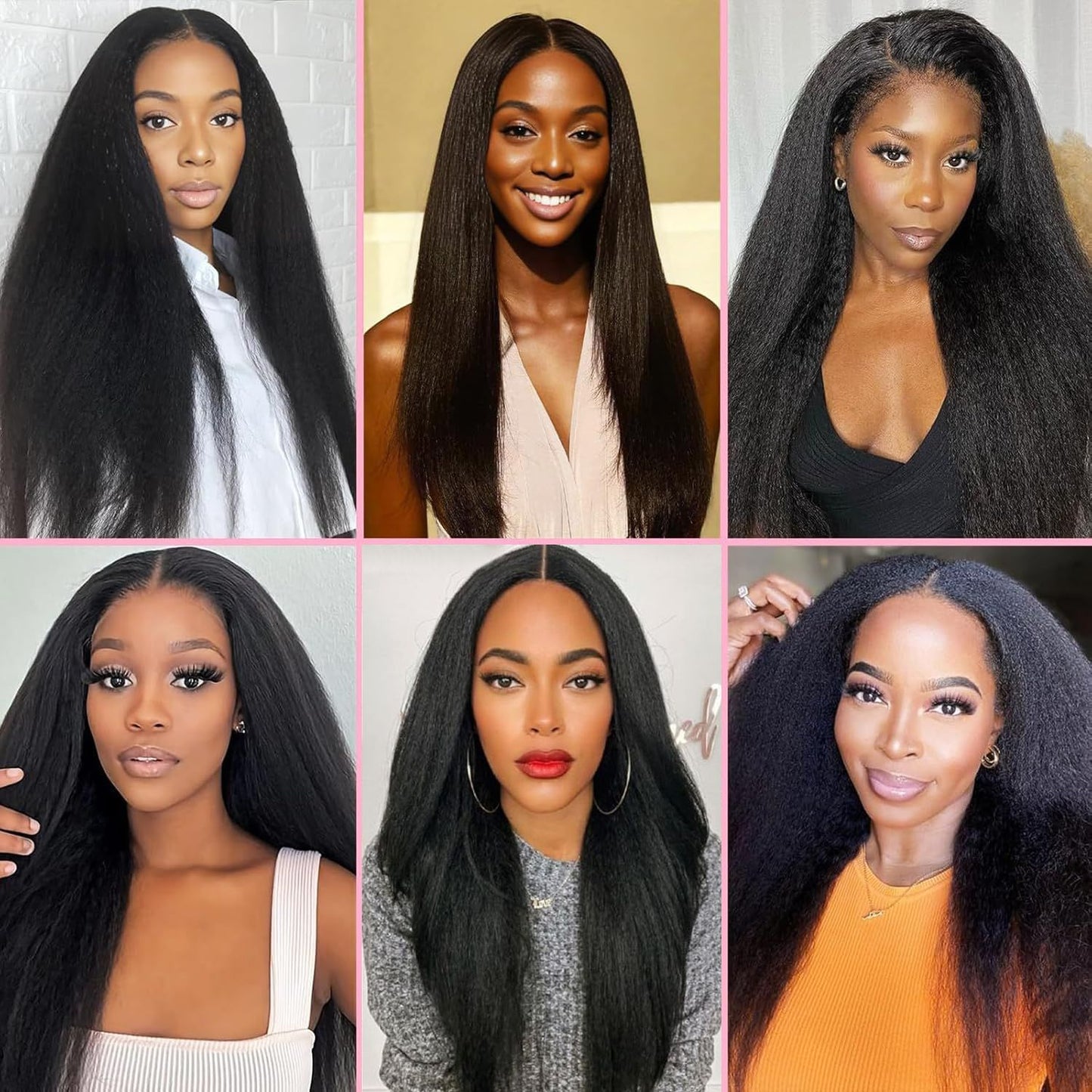 7 Peças de Extensões de Cabelo Kinky Straight Clip-in Cabeça Completa Yaki Straight Sem Emendas em Peças de Cabelo Sintético para Mulheres