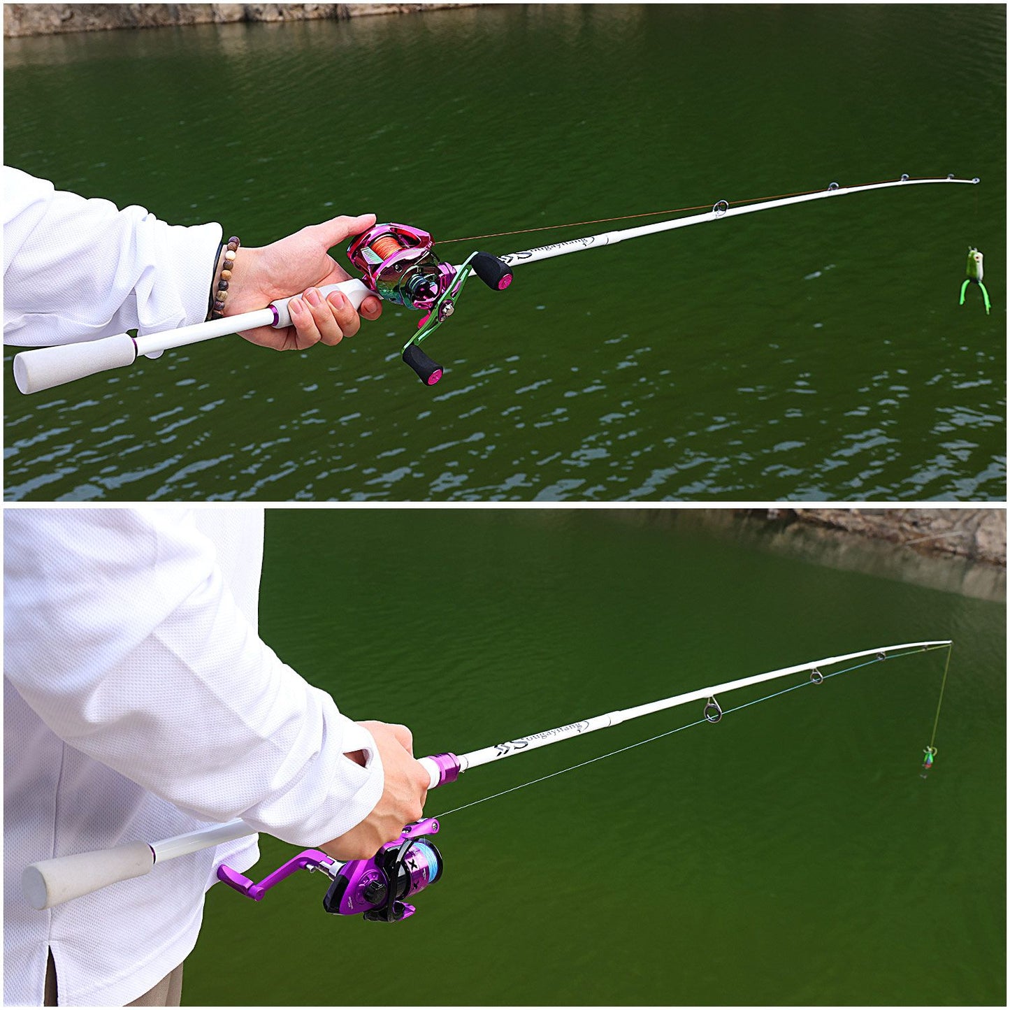 Vara de Pesca Sougayilang Casting/Spinning 2 Seções 1.8m Ultralight Carbono Cabo EVA para Várias Águas