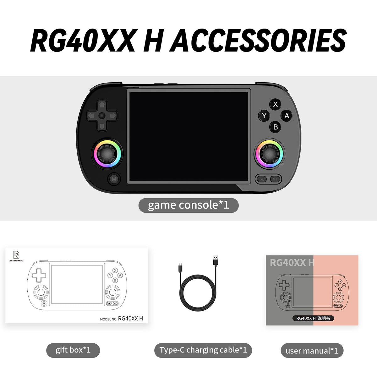 Anbernic RG40XXH 64-bit Linux Retro Handheld Game Console 4.0 IPS Screen Supports 5G Bluetooth HD Output