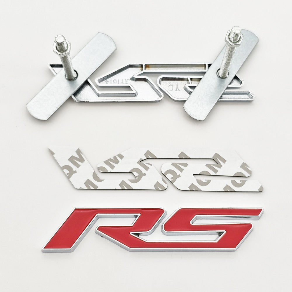 3D Metal Car Sticker RS logo Front Grill Emblem Trunk Badge Decals For Chevrolet Blazer Aveo Trax Cruze Sonic Onix Accessories