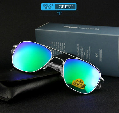 RE Sunglasses Man USA Army Military Aviation Pilot Sunglasses Woman Glass Lens Luxury Brand Retro Titanium Frame High Quality