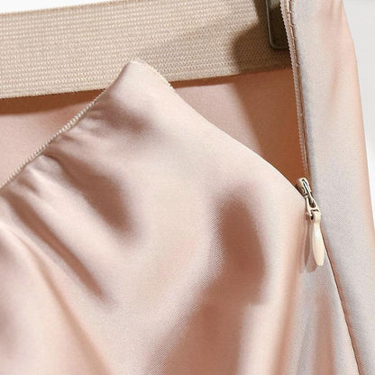 Women Satin Fishtail Skirts Fashion Streetwear Female Elastic High Waist Skirts Solid Color Summer Ladies Slim Silk A-line Skirt