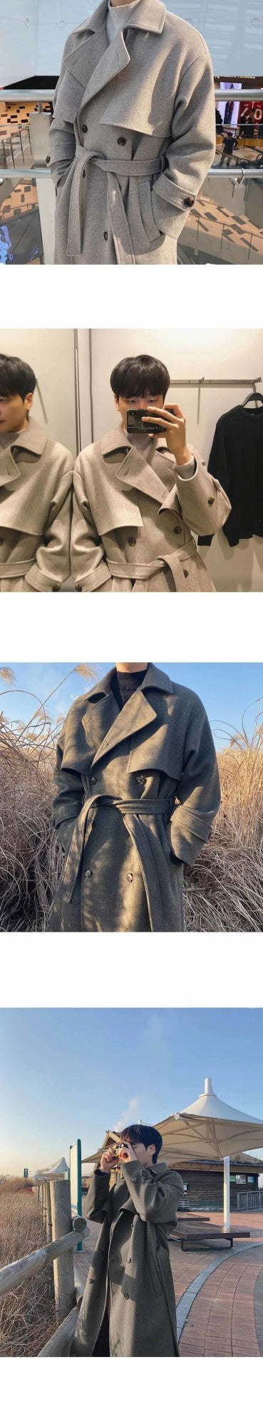 2022 Men's Woolen Clothes Straight Casual Windbreaker Long Coat Fashion Loose Gentle Autumn Korean Elegant Overcoat