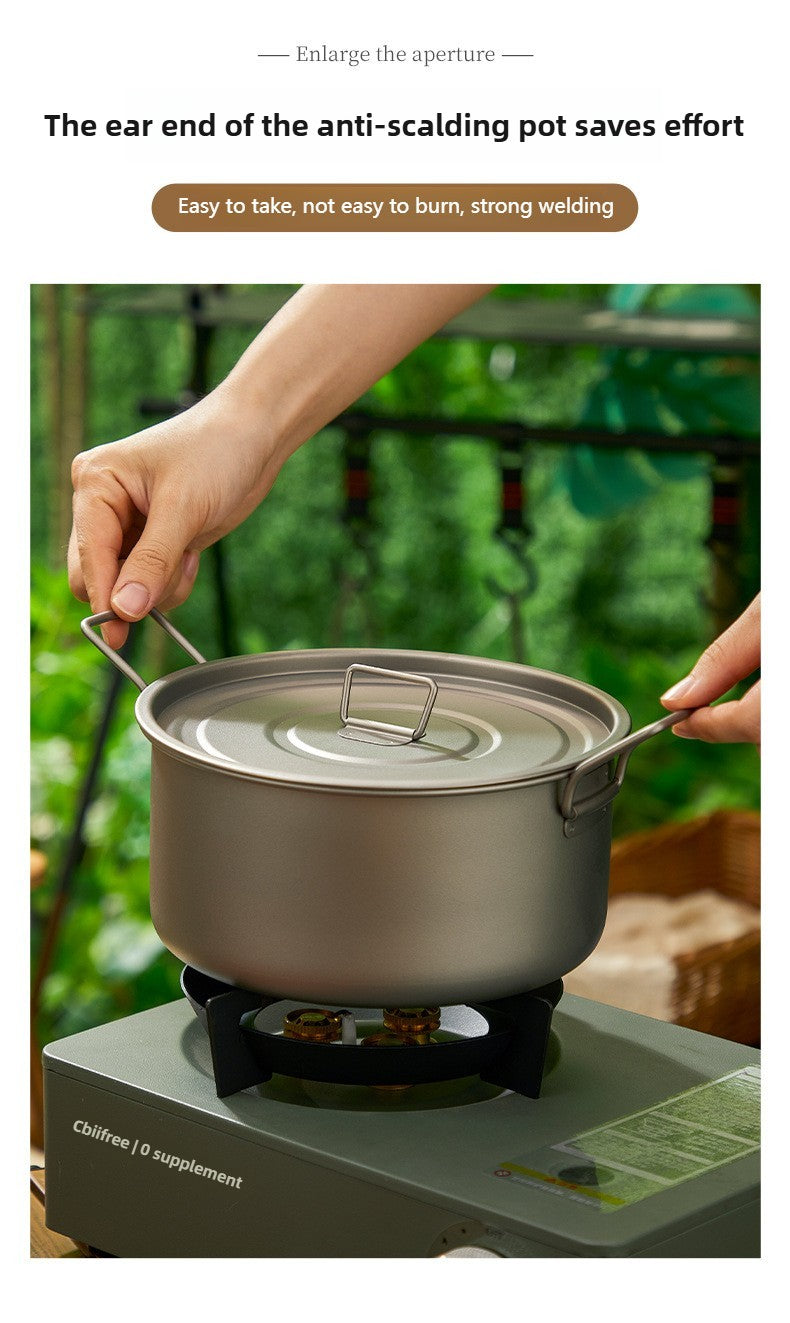 Titanium Outdoor Pot Set Picnic Camping Set Tableware Foldable Lightweight Portable Soup Pot Cooking Pot Set