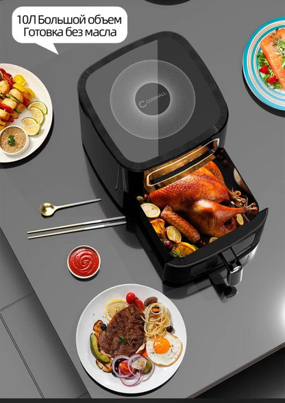 10L Multi functional Home Smart Air Fryer with Large Capacity Touch Screen Non stick Inner Perspective Without Oil Oven