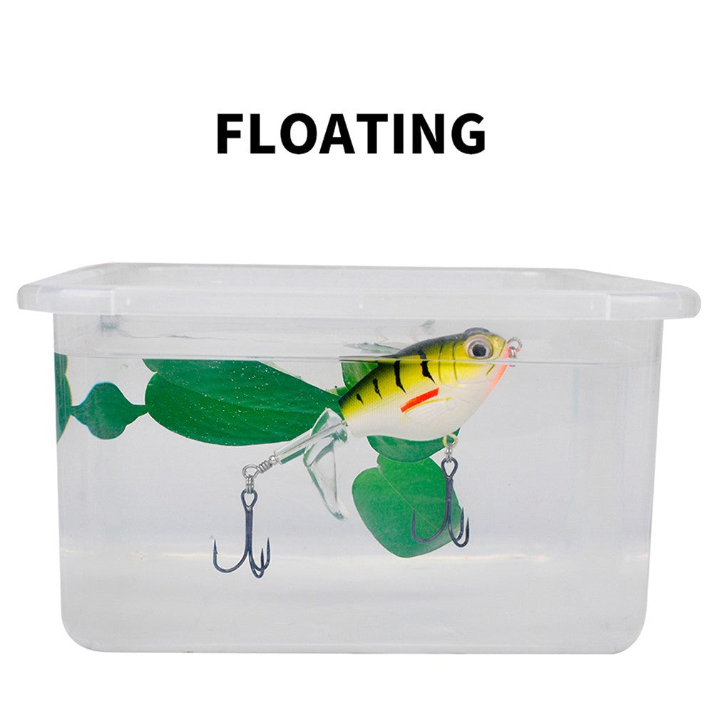 PROBEROS1PC Whopper Popper Isca de Pesca Topwater - Isca Artificial Rígida com Cauda Rotativa Macia para Equipamento de Pesca de Baixo