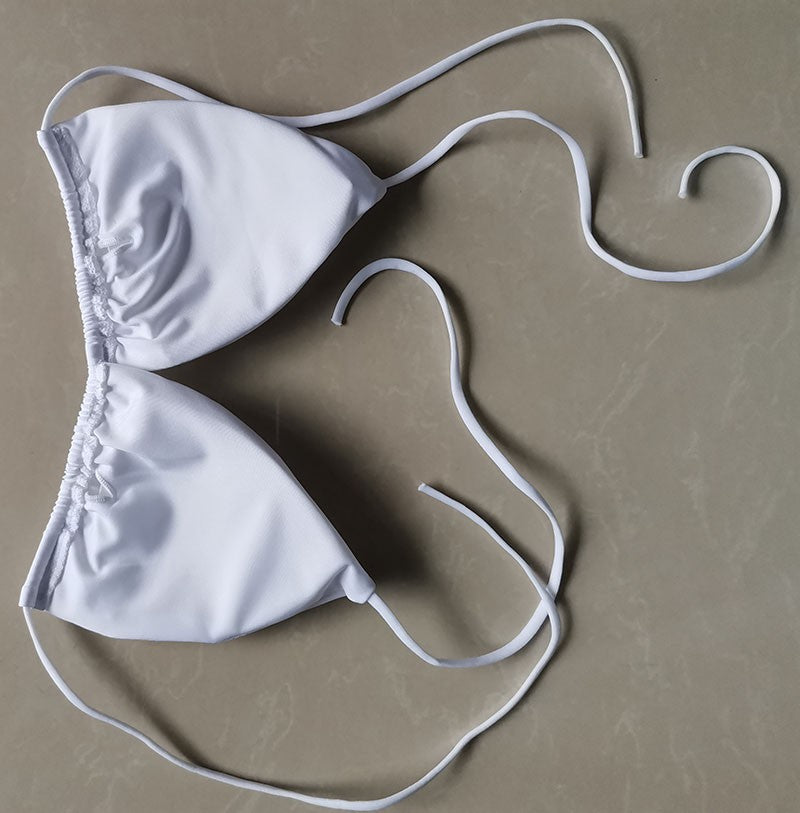 Summer Sexy Bikini set Push-up padded Bra Thong Split Swimwear Female Bandage Bathing Suit Adjustable Lacing Swimsuit Solid