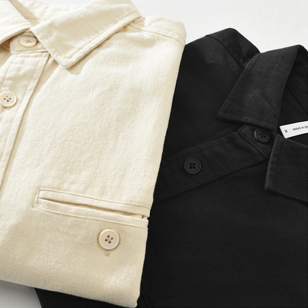 Autumn Winter men's long sleeve clothing cotton cargo shirts Solid workwear men tops Thickened shirt jacket for men 7569#