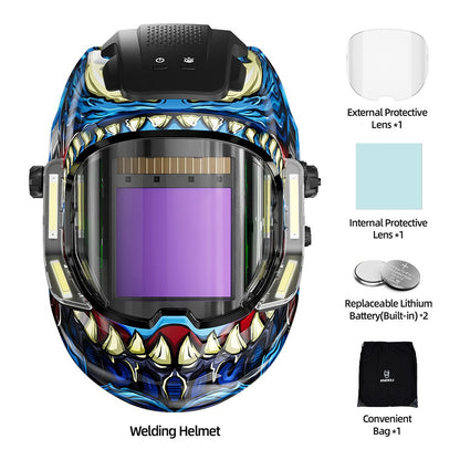 ANDELI Auto Darkening Welding Helmet Panoramic 180° View True Color 4 Arc Sensor Welding Mask for MIG MAG MMA Welder Machine
