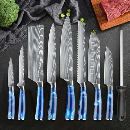 MDHAND 8 Peças Conjunto de Facas de Cozinha Faca de Chef Multiuso Desossar Cutelo para Carne Frutas Pão Faca Santoku Japonesa com Capa