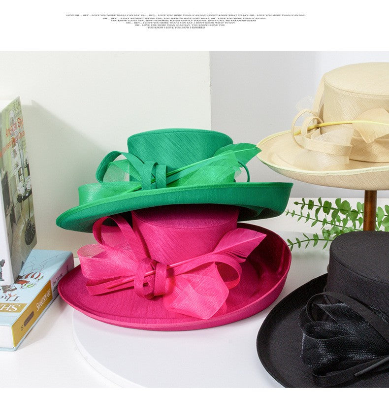 Fashion Luxury Feather Tea Party Church Photography Hat Elegant Flower Female Wide Brim Banquet Fascinator Wedding Formal Hats