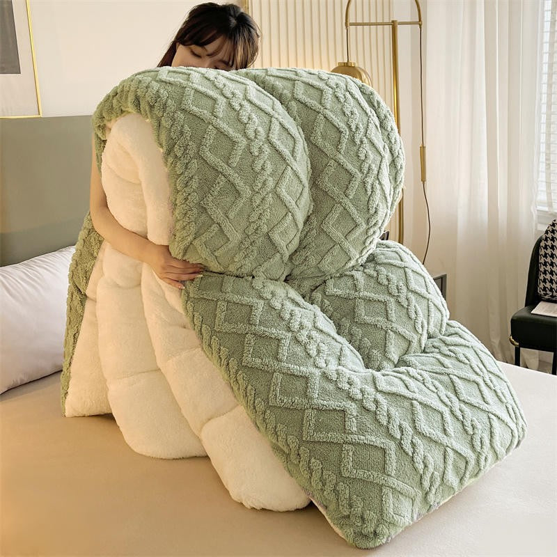 Manta de Cama Grossa de Inverno Quente de Alta Qualidade Cordeiro Artificial Caxemira Cobertores Pesados Edredom de Inverno Mais Grosso e Quente