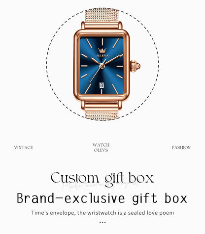 OLEVS Ultra Thin 8mm Women's Watches With Gift Box Fashion Elegant Rose Gold Mesh Steel Strap Luxury Quartz Watch for Woman 3692