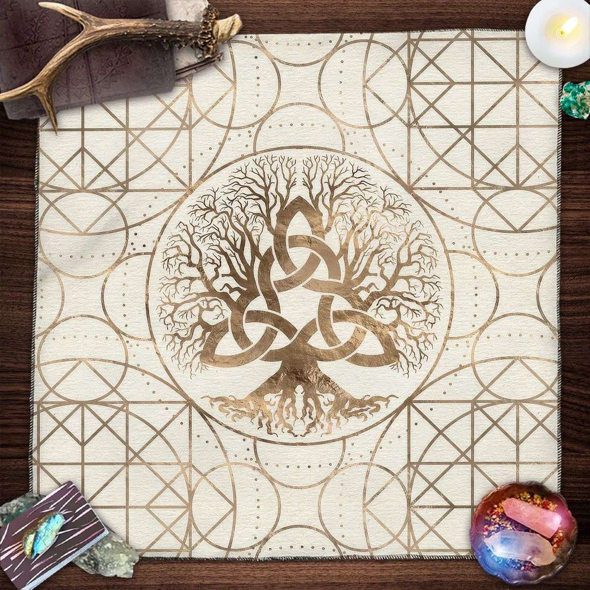 Tree of Life Pendulum Divination Table Cloth For Tarot Altar Tarot Cloth Witchcraft Astrology Oracle Cards Pads Witch home Decor