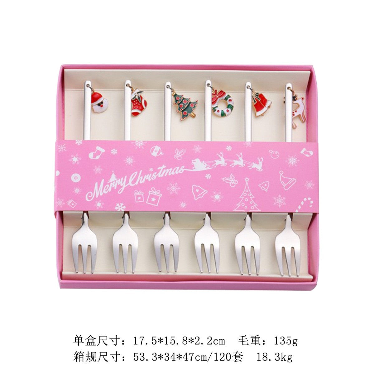 Christmas Cutlery Set Elk Dessert Scoop Fruit Fork Coffee Spoon Stainless Steel Dessert Fork 4/6PCS Christmas Spoons Fork Set