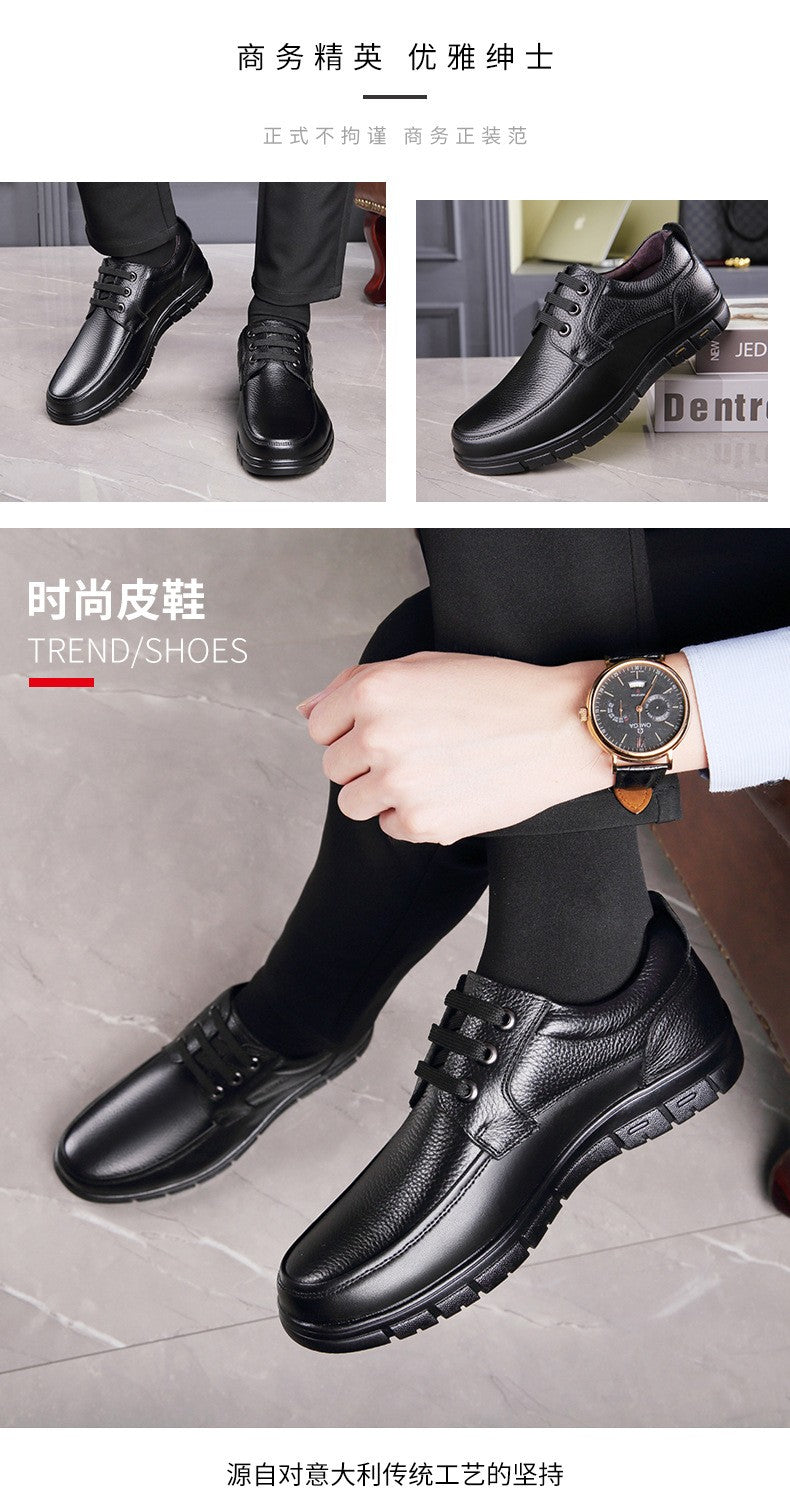 Sapatos Masculinos de Couro Feitos à Mão, Sapatos Sociais Casuais e de Negócios Minimalistas, Modernos, com Cadarço, para Pais de Meia-Idade