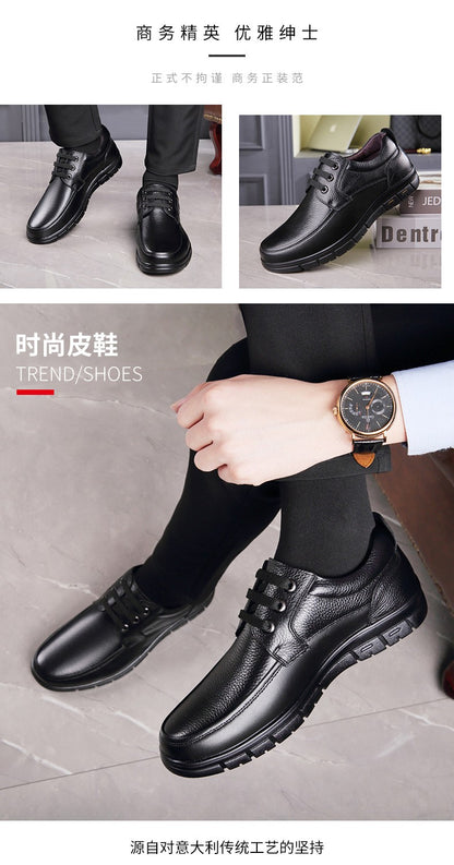 Sapatos Masculinos de Couro Feitos à Mão, Sapatos Sociais Casuais e de Negócios Minimalistas, Modernos, com Cadarço, para Pais de Meia-Idade