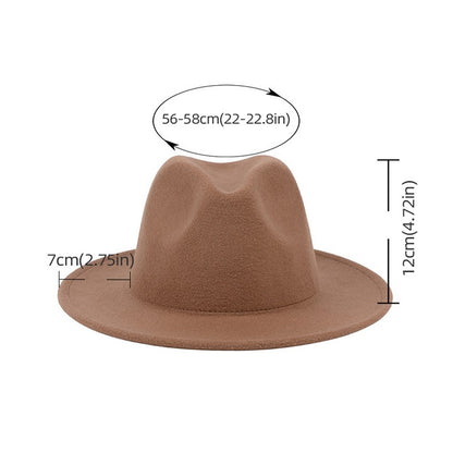 Fedora Hat For Men Women Solid Color Imitation Woolen Jazz Caps Elegant Female British Retro Wide Brim Cap Church Wedding Bowler