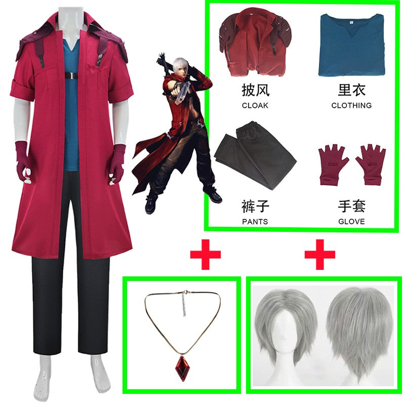 Devil May Cry 5 Dante Cosplay Costume Game DMC 5 Dante Wig Windbreaker Gloves Top Pants Disguise Suits Party Fantasia Outfits