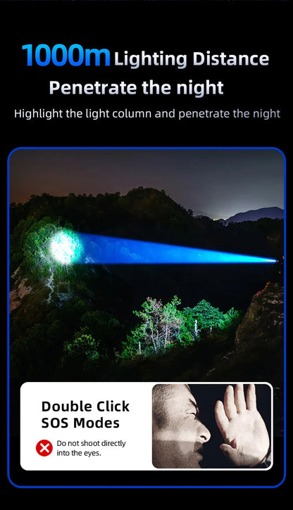2025 New Philips SFL8168 3200 Lumen LED Flashlight 1000m Portable Powerful Bright Flashlights Camping Lamp for Outdoor Hiking