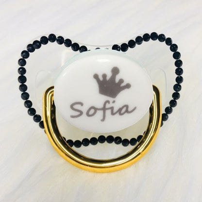 MIYOCAR custom any name can make gold bling Rhinestone pacifier dummy white BPA free dummy bling baby shower gift PW-W