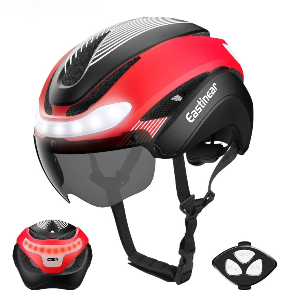 Eastinear Road Bicycle Helmet Rear Led Lights With Turn Signals With Magnetic Googles & Sun Road Bicycle Helmets For Men Women