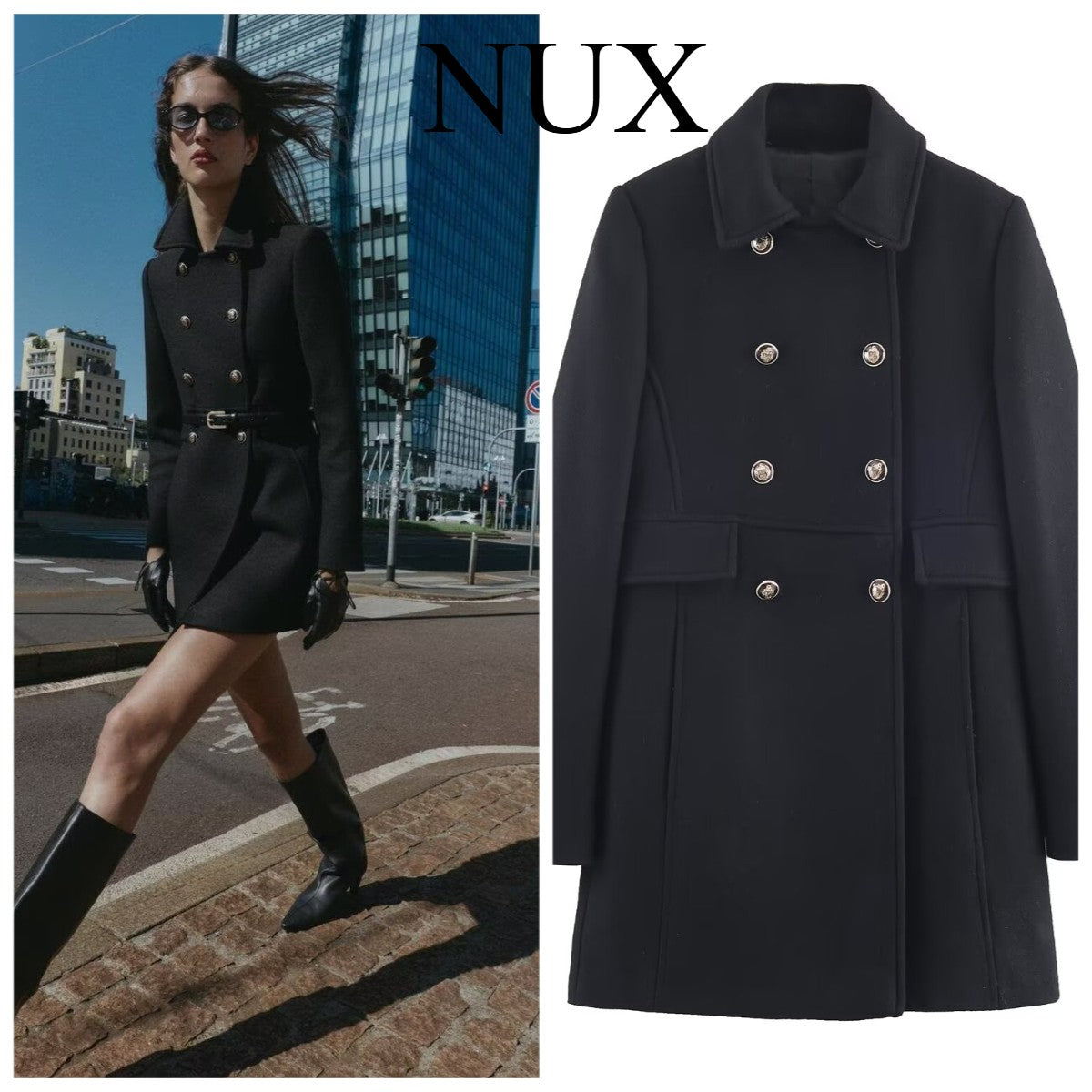 2025 Autumn Winter Women Notched Lapel Double Breasted Overcoat Long Sleeve Elegant High Street Loose Fit Casual Outerwear Jacke