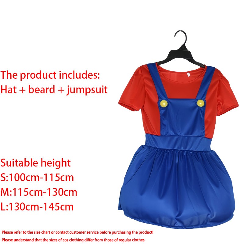 Game Marios Super Luigi Brothers Uniform Set Cosplay Costumes Funny Anime Adult Men Jumpsuit Woman Dress Halloween Costume