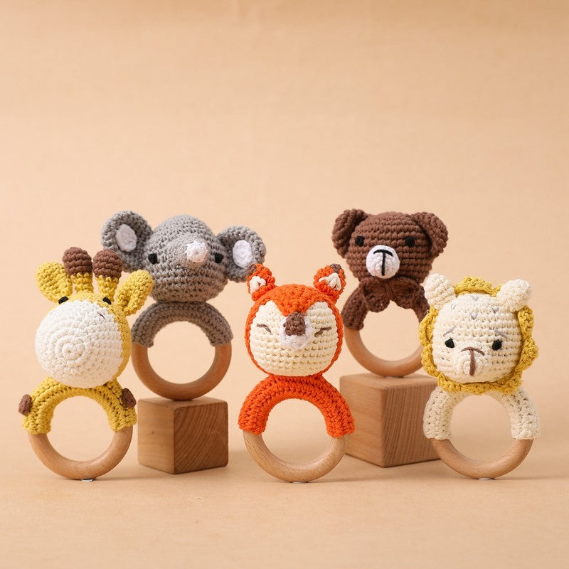 Brinquedos de Crochê para Bebês Chocalho de Animal Desenho Animado Chocalhos Musicais para Bebês Chocalho de Dentista Kawaii Brinquedo de Bebê 0-12 Meses Brinquedos Montessori