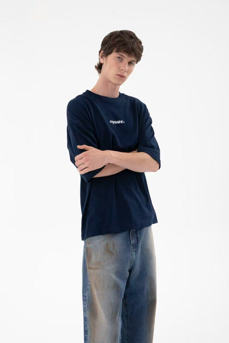 Y2K retro punk street English logo print design fashionable couple casual short sleeved hip hop gothic Harajuku loose shirt