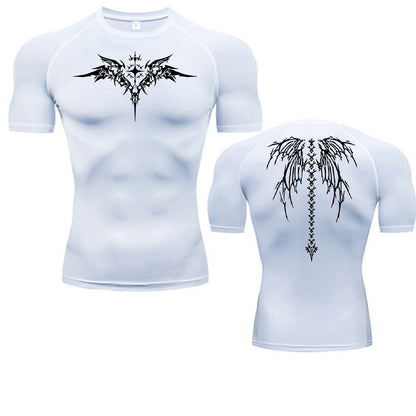 Anime Print Compression Shirt Mens Running T-Shirt Quick-Drying Fitness Sportswear Gym Sports Short Sleeve Breathable Tops
