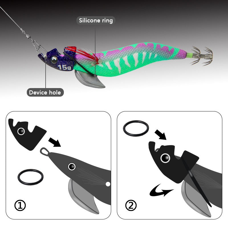 LETOYO 2PCS EGI Luminoso para ponta de corrida isca de lula TR Sinker peso eging para Polvo Tinta Choco acessórios de pesca marítima