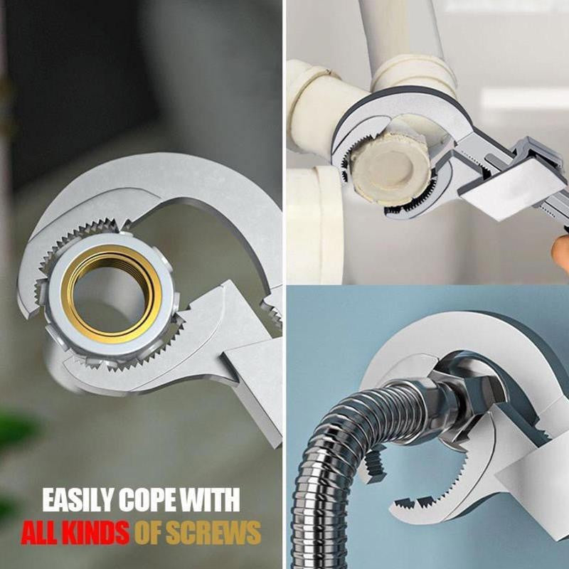 Chave de Tubo de Água Ajustável Multifuncional Chave Dentada em Arco Circular para Torneira de Banheiro Kit de Manutenção Manual
