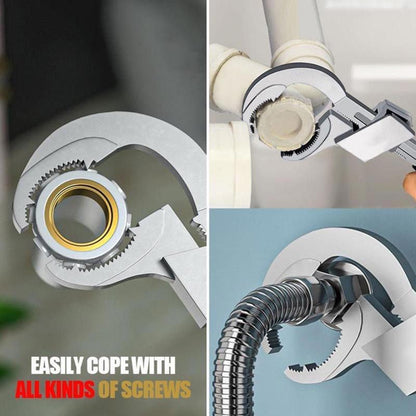Chave de Tubo de Água Ajustável Multifuncional Chave Dentada em Arco Circular para Torneira de Banheiro Kit de Manutenção Manual