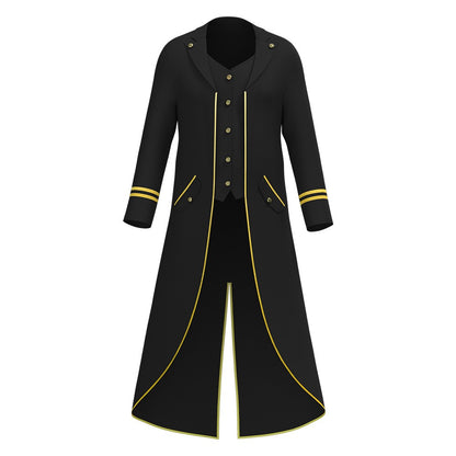 Halloween Performance Costume Medieval Retro Mid-Length Tailcoat Gothic Steampunk Coat