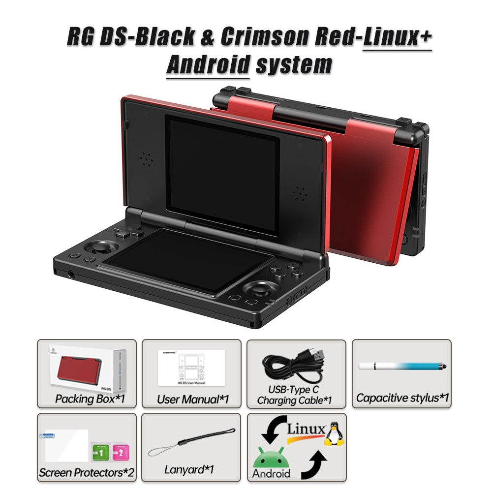 Anbernic RG DS Retro Video Game Console 4 Inch IPS Dual Multi-touch Screen Android 14 Flip Game Player RGDS For Christmas Gift