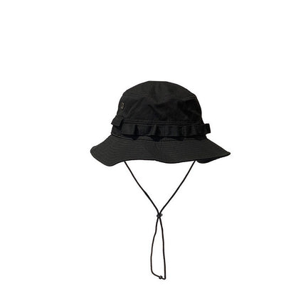 2024 New Pocket Design Trend Retro Street Function Bucket Hat Men and Women Drawstring Adjustable Big Eaves Sunshade Fishing Cap