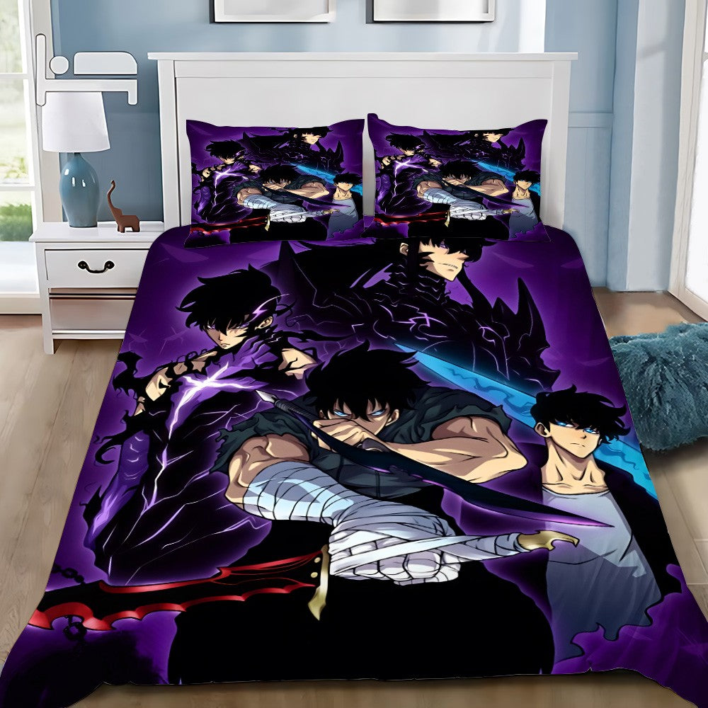 Anime Solo Leveling 3D Printed Bedding Set Comforter Duvet Cover King Queen Twin Size Birthday Gift Adult Boy Bedroom Decoration